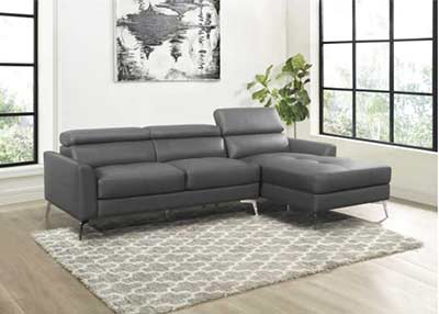 Dark Gray Leather Sofa HE 408