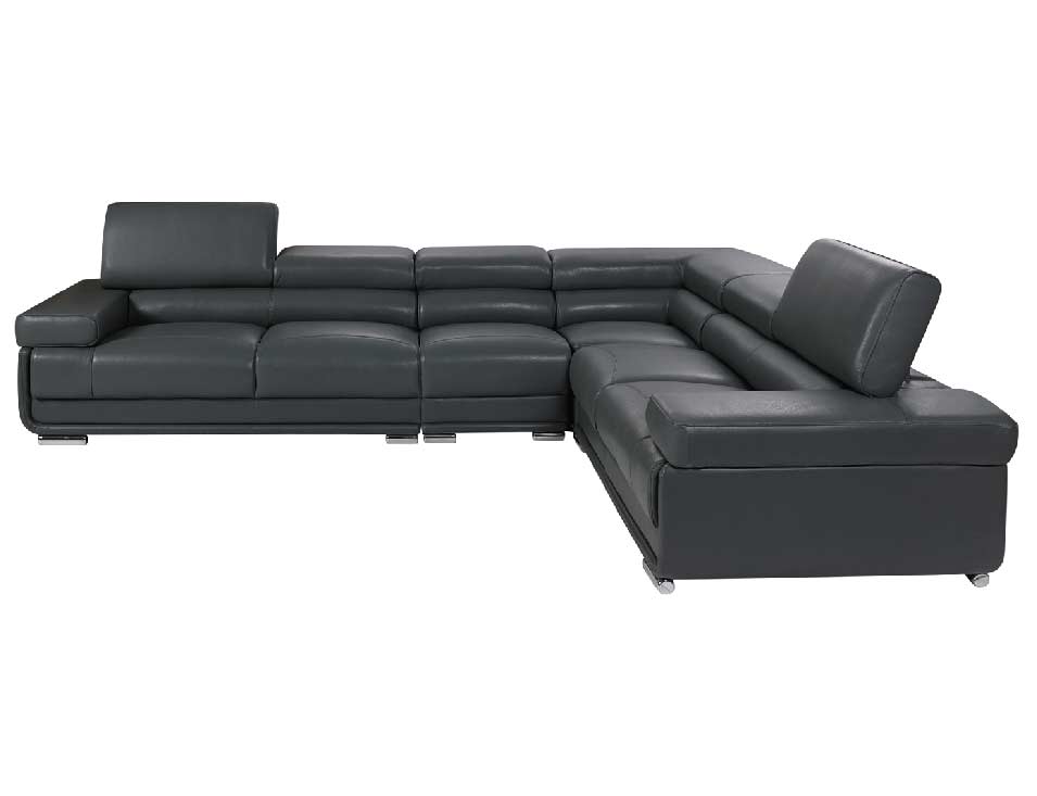 Dark Gray Leather sectional sofa EF 119
