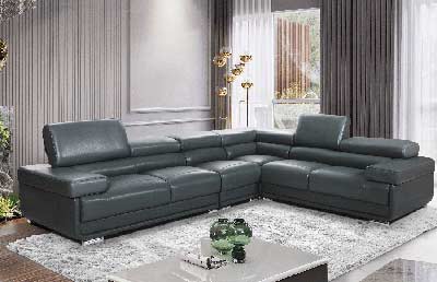 Dark Gray Leather sectional sofa EF 119
