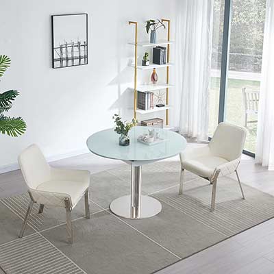 White Glass Dining Table NJ Lounge