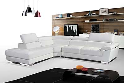 White Leather Sectional Sofa ef 383