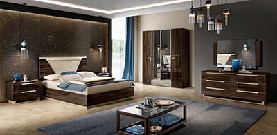 High gloss lacquer Walnut Bed EF Reena