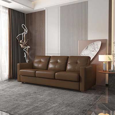 Brown Leather Sofa bed AC Nuit