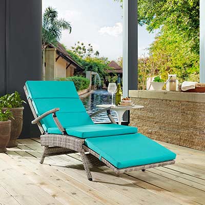 Outdoor Lounge Chaise Wicker Rattan Turqouise MW Envision