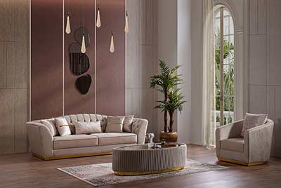 Cream Fabric Sofa  Margaret