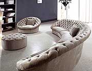 Leon Fabric Sectional Sofa, Chair and Round Ottoman