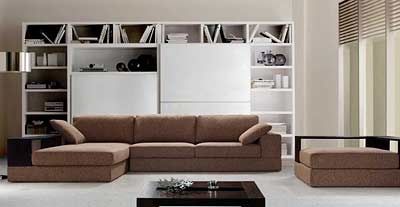 Brown Fabric Sectional with Ottoman VG39