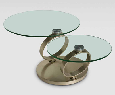 Modern glass coffe table with swivel tops
