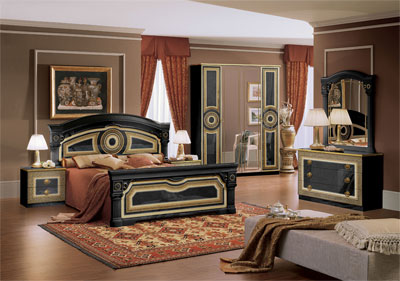 Aida Italian Bed Black with Gold