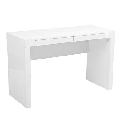 Modern High Gloss Lacquer Office Desk EStyle 25 in White