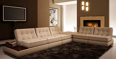 Beige Leather sectional sofa VG055