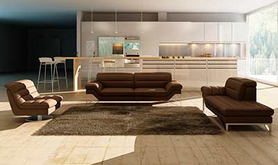 Modern Italian Chocolate leather Sofa JM621