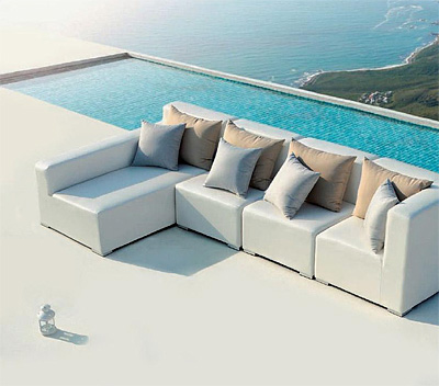 White Outdoor Small Sectional Sofa VG420