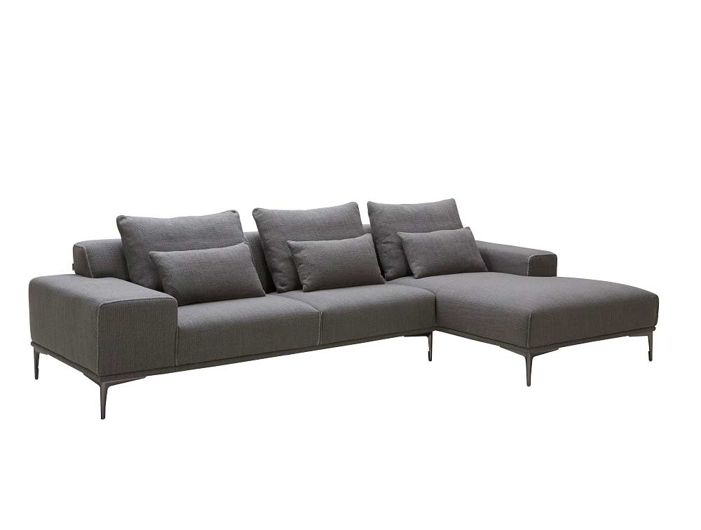 Modern Fabric Sectional Sofa Dark Grey Nj Christopher B1 