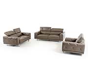 Dark Grey Leather Sofa Set VG116