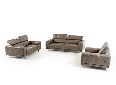 Dark Grey Leather Sofa Set VG116