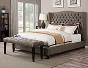 Beige Linen Platform Bed AC Fleur