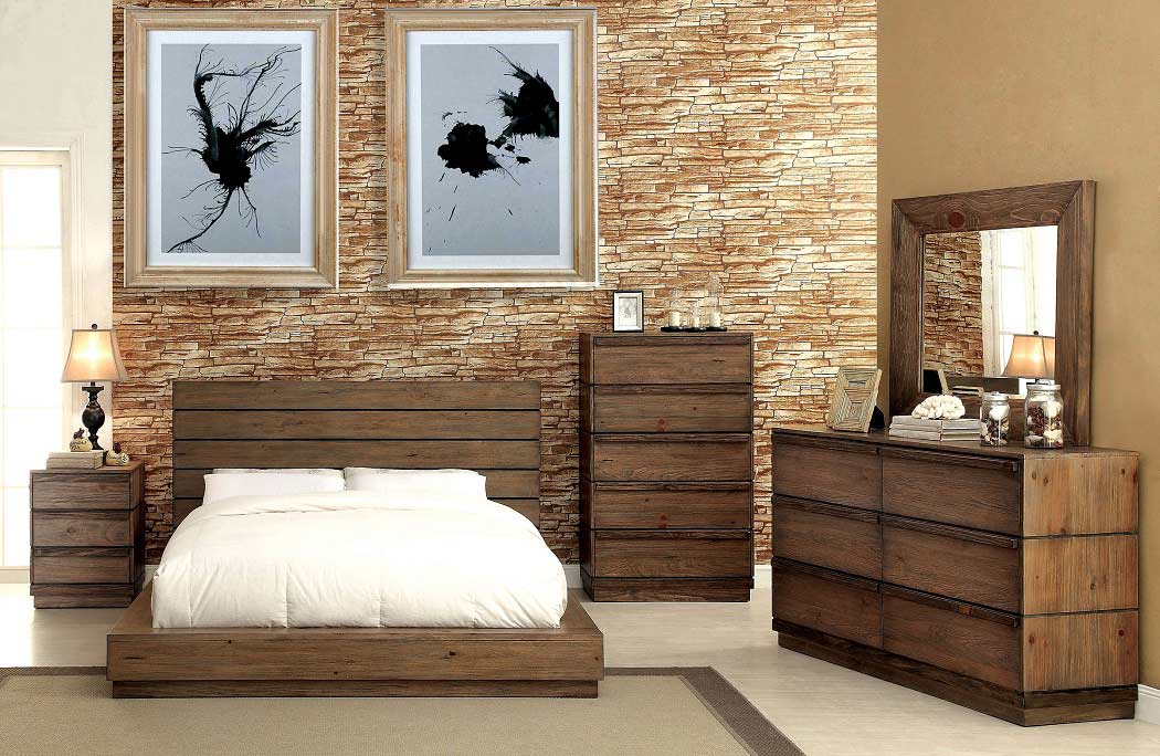 low profile bed with plank panel headboard fa23 | urban transitional