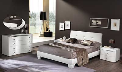 White Glossy Platform Bed EF Edda
