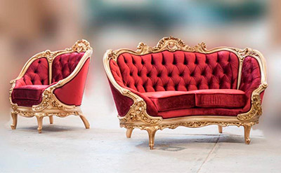 Red Velvet Provincial Sofa 634DO