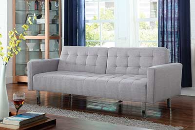 Sofa Bed in Light Grey Wooven Fabric CO616