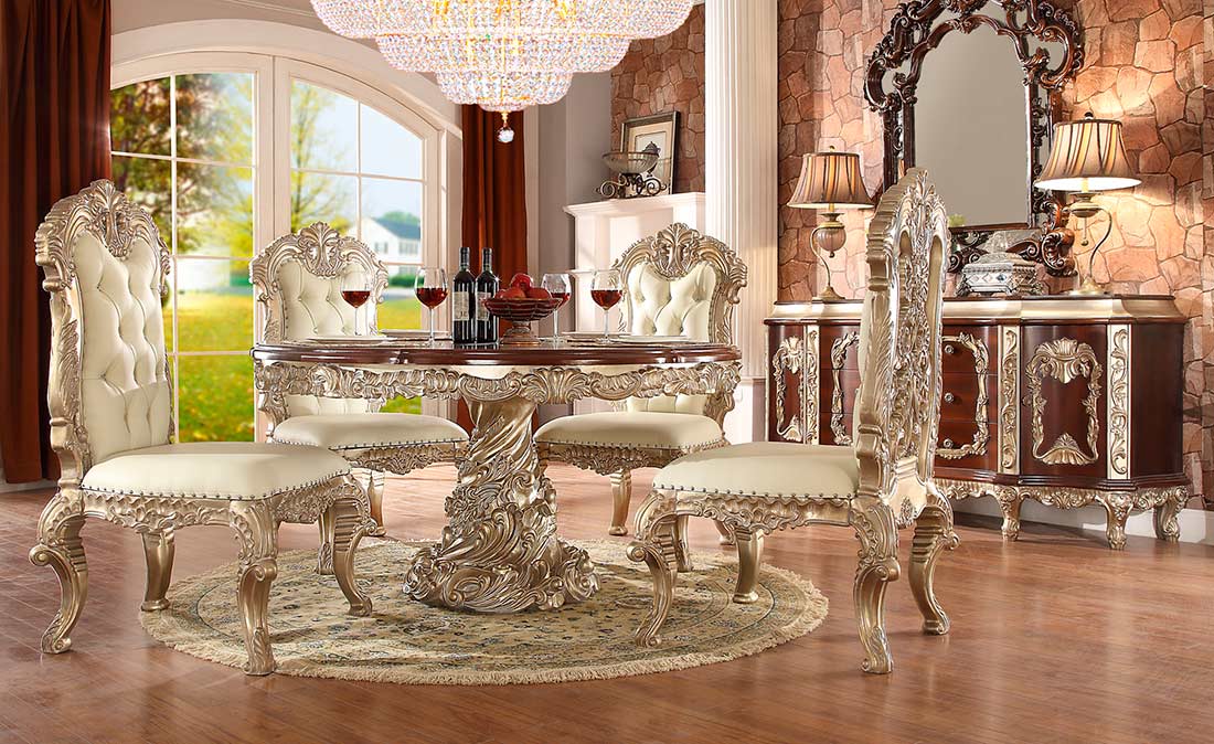 Antique White Round Dining Table HD 017 Classic Dining