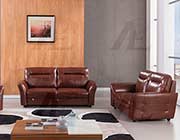 Brown Italian leather sofa set AE090