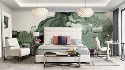 White tufted leatherette bed DS Brigitte