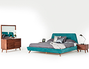 Teal and Walnut Bed VG Louiza