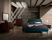 Teal and Walnut Bed VG Louiza