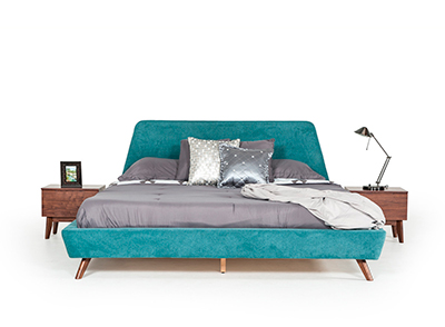 Teal and Walnut Bed VG Louiza