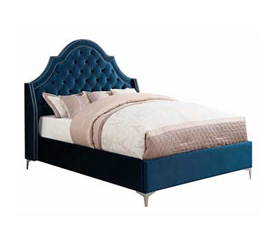 Blue Velvet Upholstered Bed CO 101
