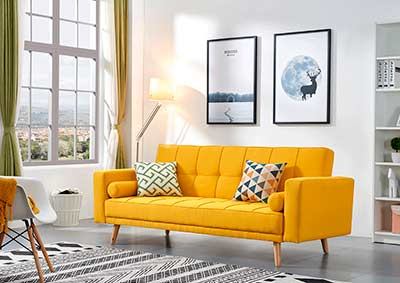 Yellow fabric sofa bed EF 116