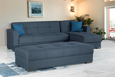 Carlita Dark Blue Fabric Sofa Sleeper by Demka