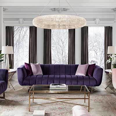 Violet Velvet Sofa DS Aphrodite