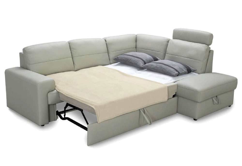 Ectional Sleeper Sofa Bed Leather Top Grain Storage Ottoman Taupe Ef Ellisa 1 