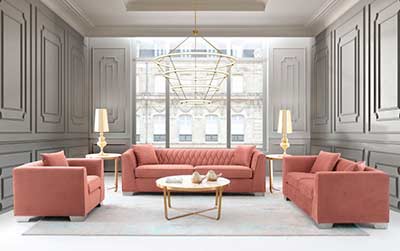 Blush Velvet Sofa AL Charlton