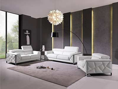 White Leather Sofa set GU 03