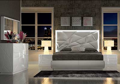 White Eco Leather Bedroom EF Akiva