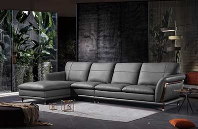 Dark Gray Leather Sectional Sofa EF 980