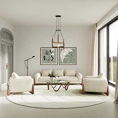 Cream Fabric Sofa Set VG Fiorella