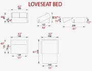 Contemporary Loveseat Bed Sommeil in Gray