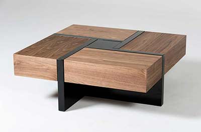 Walnut and Black Base Coffee table VG Macai