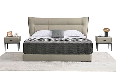 Light Gray Leather Bed AE 081