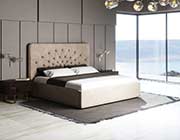 Glam Beige Velvet and Brushed Brass Bed