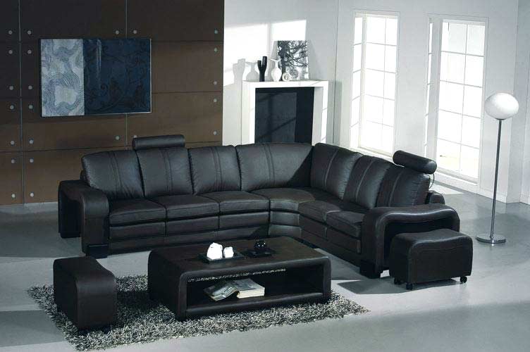 Sectional leather sofa Espresso 9 Leather Sectionals