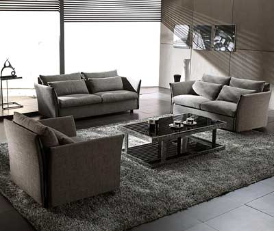 Grey  Modern Contemporary  Fabric Sofa Set VG-VIP