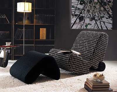Fabric Lounge Set - Chair and Ottoman VG-Roan