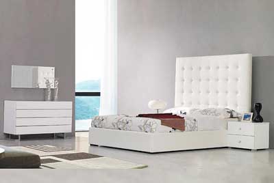 California King  Letra on Lora Tall White Bed   Contemporary Bedroom