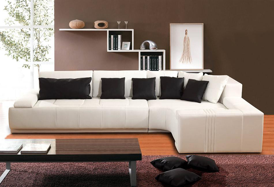 Contemporary Italian Leather Sectional, White Contemporary Italian Leather Sectional Sofa